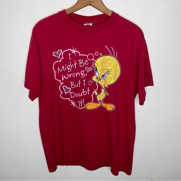 Warner Bros. Other - Vintage Looney Tunes Medium Red Tweety Bird Tee I Might Be Wrong But I Doubt It